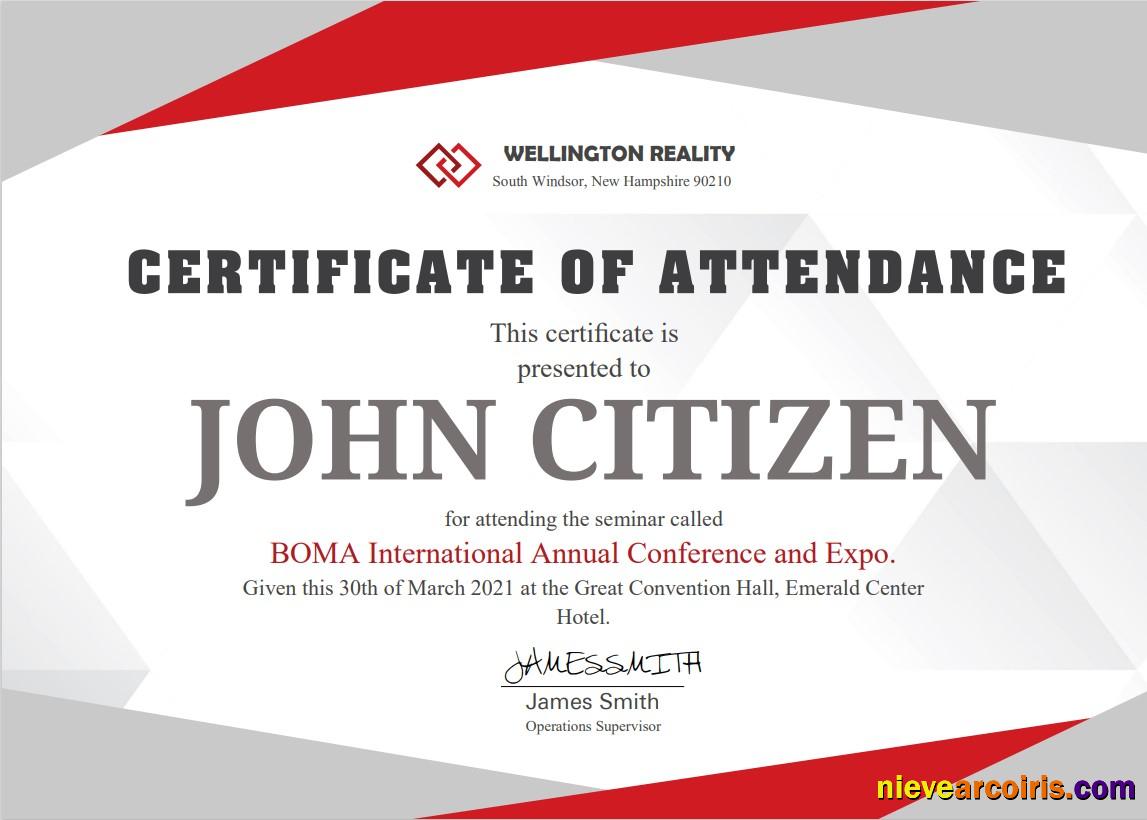 USA Employee Attendance certificate